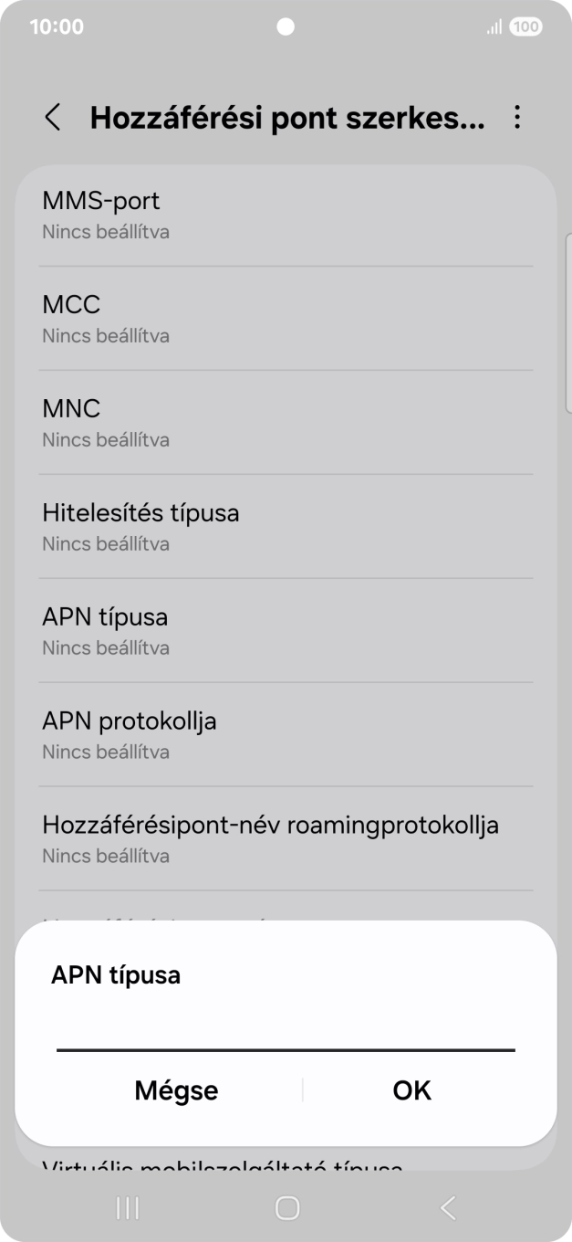 Írd be azt, hogy mms, és válaszd az OK lehetőséget.