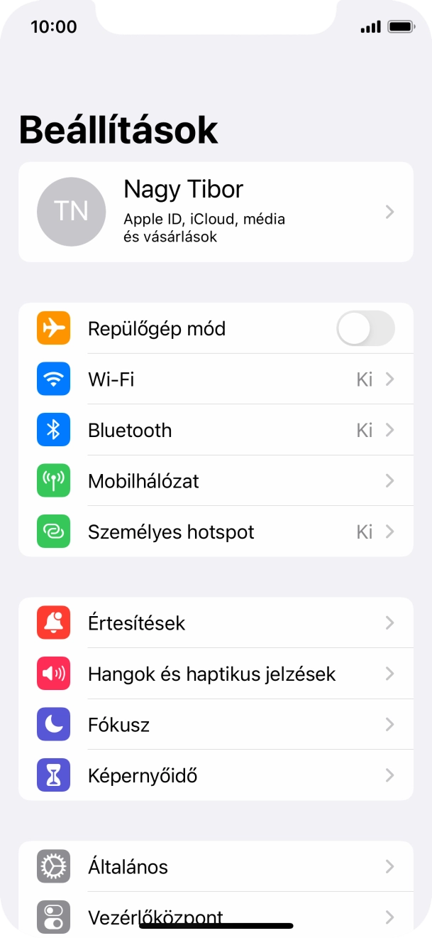 Válaszd a Személyes hotspot lehetőséget.