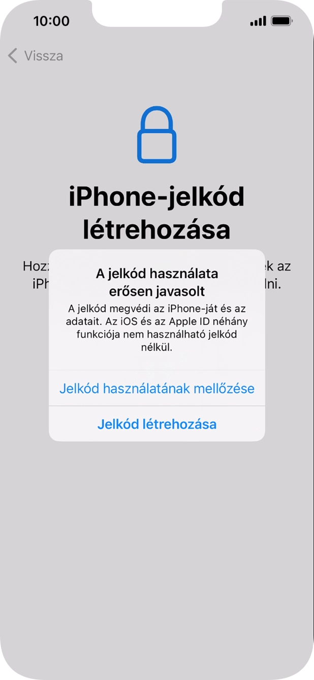 Ha kikapcsolod a funkciót, válaszd a Jelkód használatának mellőzése lehetőséget.