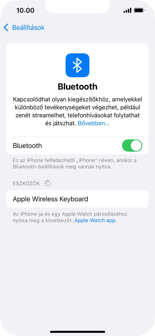 Válaszd ki a kívánt Bluetooth-eszközt, és kövesd a kijelzőn megjelenő utasításokat annak telefonodhoz történő csatlakoztatásához. Válaszd ki a kívánt Bluetooth-eszközt, és kövesd a kijelzőn megjelenő utasításokat annak telefonodhoz történő csatlakoztatásához.