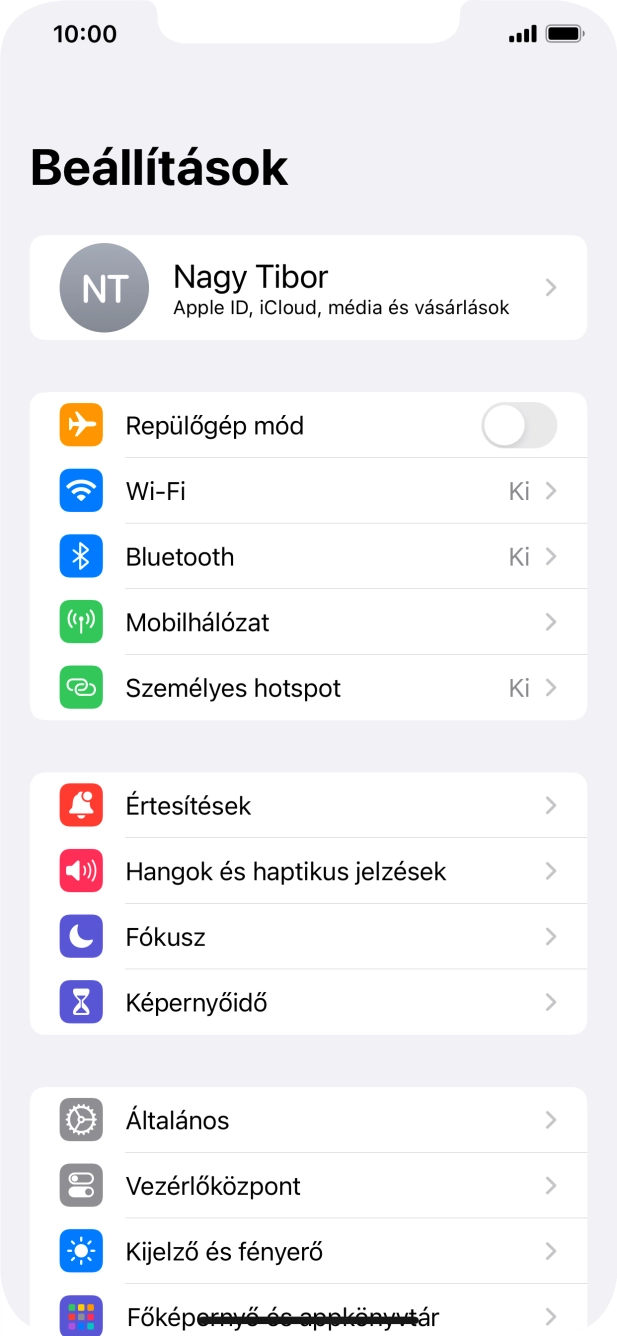 Válaszd az Általános lehetőséget.
