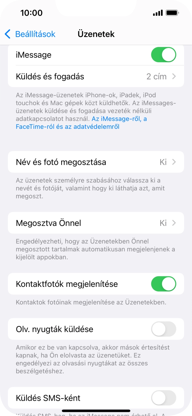 Kattints a „Küldés SMS-ként” melletti csúszkára a funkció be- vagy kikapcsolásához. Kattints a „Küldés SMS-ként” melletti csúszkára a funkció be- vagy kikapcsolásához.