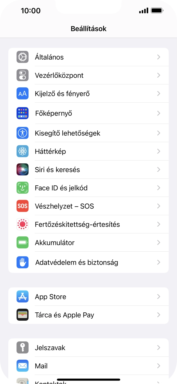 Válaszd a Face ID és jelkód lehetőséget.