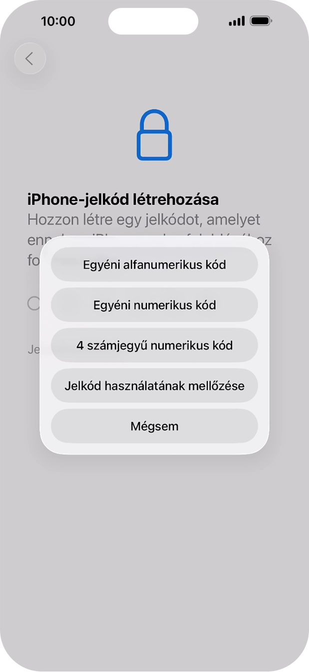 A képernyőzár használatának bekapcsolásához kövesd a képernyőn megjelenő utasításokat, vagy válaszd a Jelkód használatának mellőzése lehetőséget.