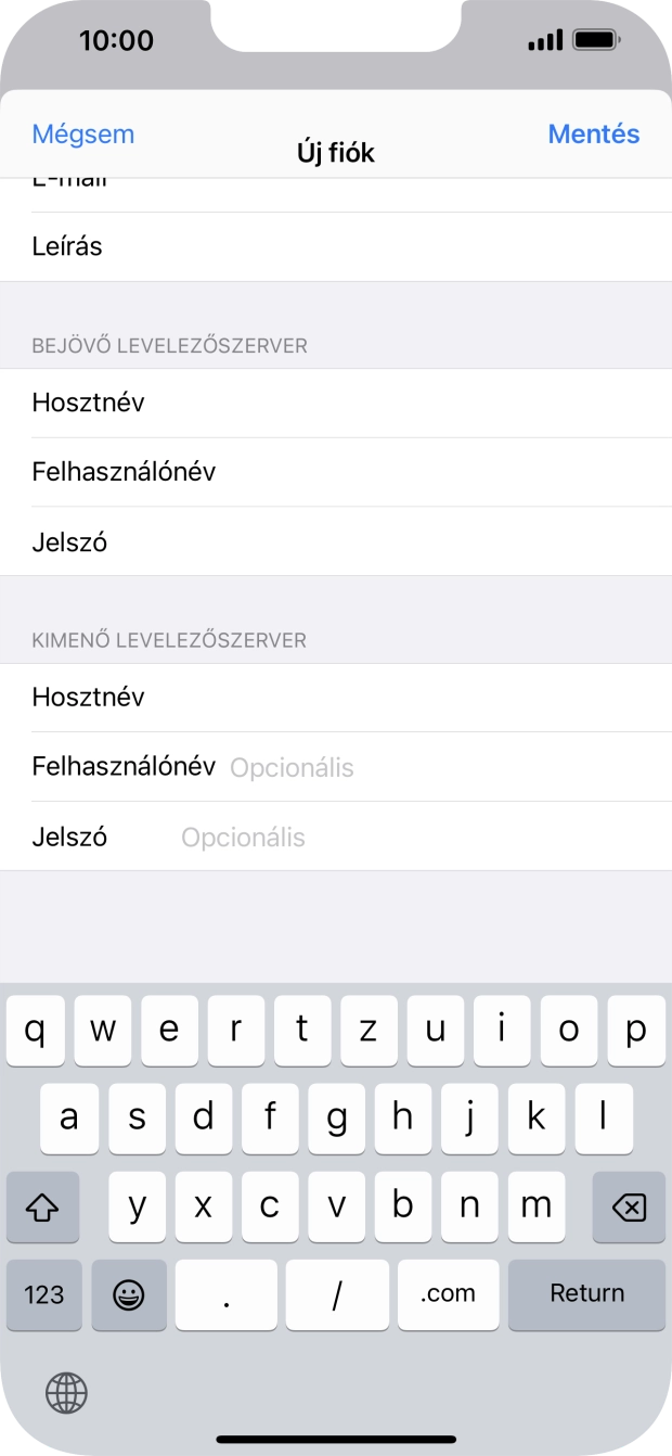 Kattints a Felhasználónév mezőre, és írd be az e-mail-fiókodhoz tartozó felhasználónevet.
