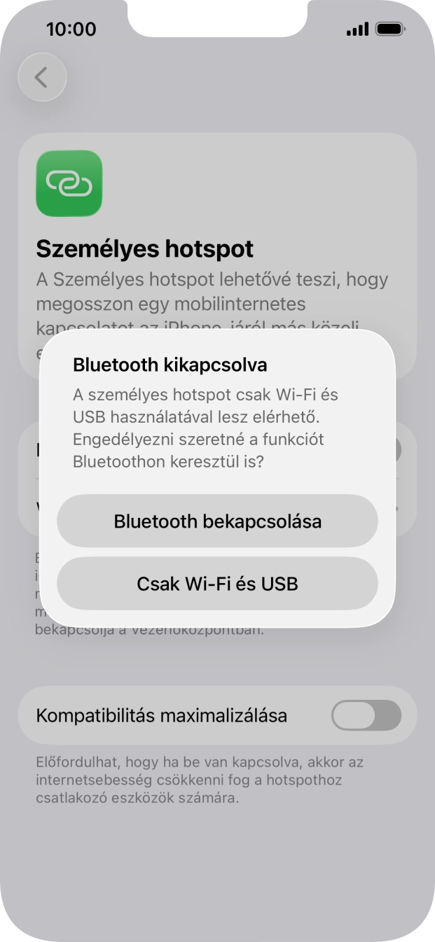 Amennyiben be van kapcsolva a Wi-Fi, válaszd a Csak Wi-Fi és USB lehetőséget.