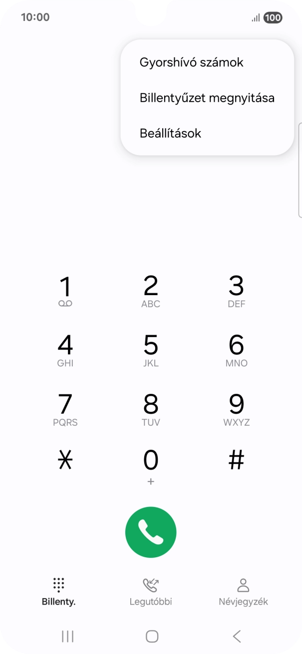 Válaszd a Beállítások lehetőséget. Válaszd a Beállítások lehetőséget.