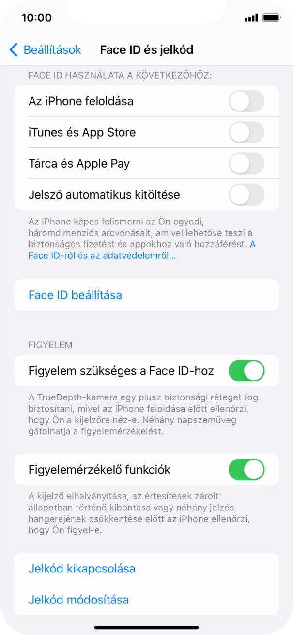 Válaszd a Jelkód kikapcsolása lehetőséget, és írd be a képernyőzárkódot.