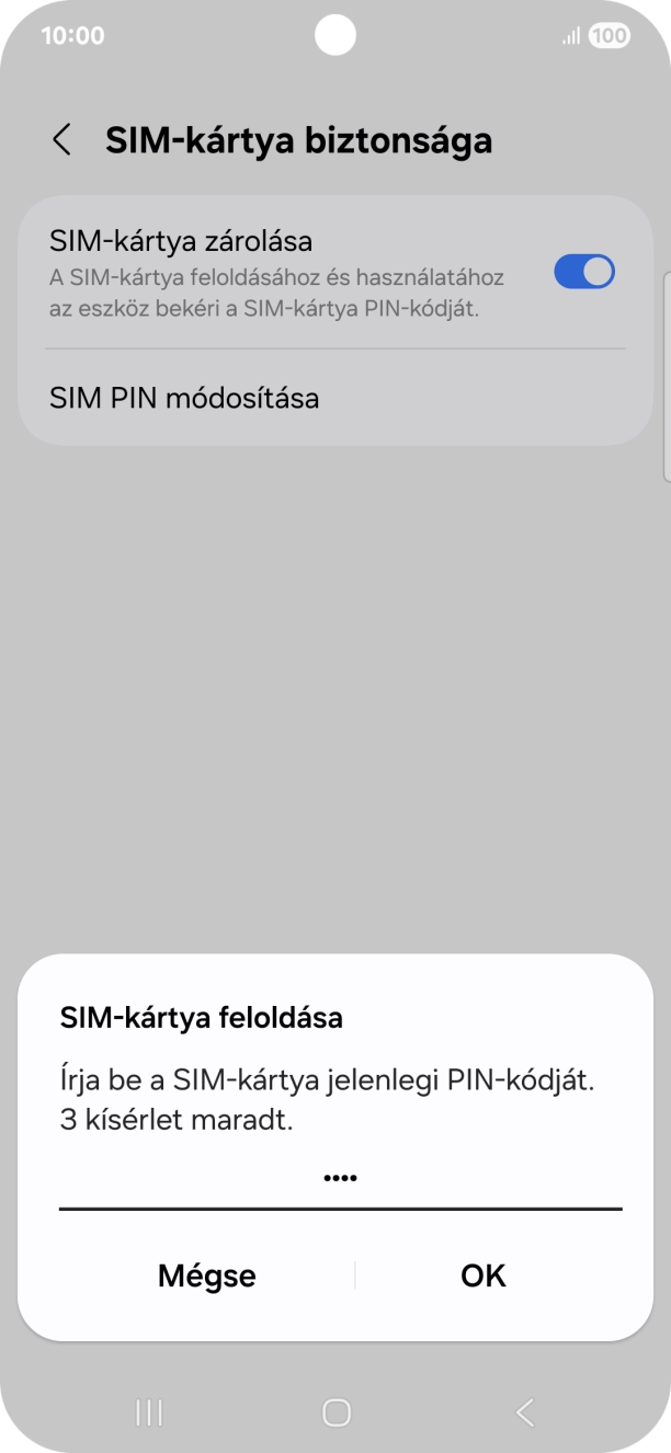 Írd be a PIN-kódot, és válaszd az OK lehetőséget.