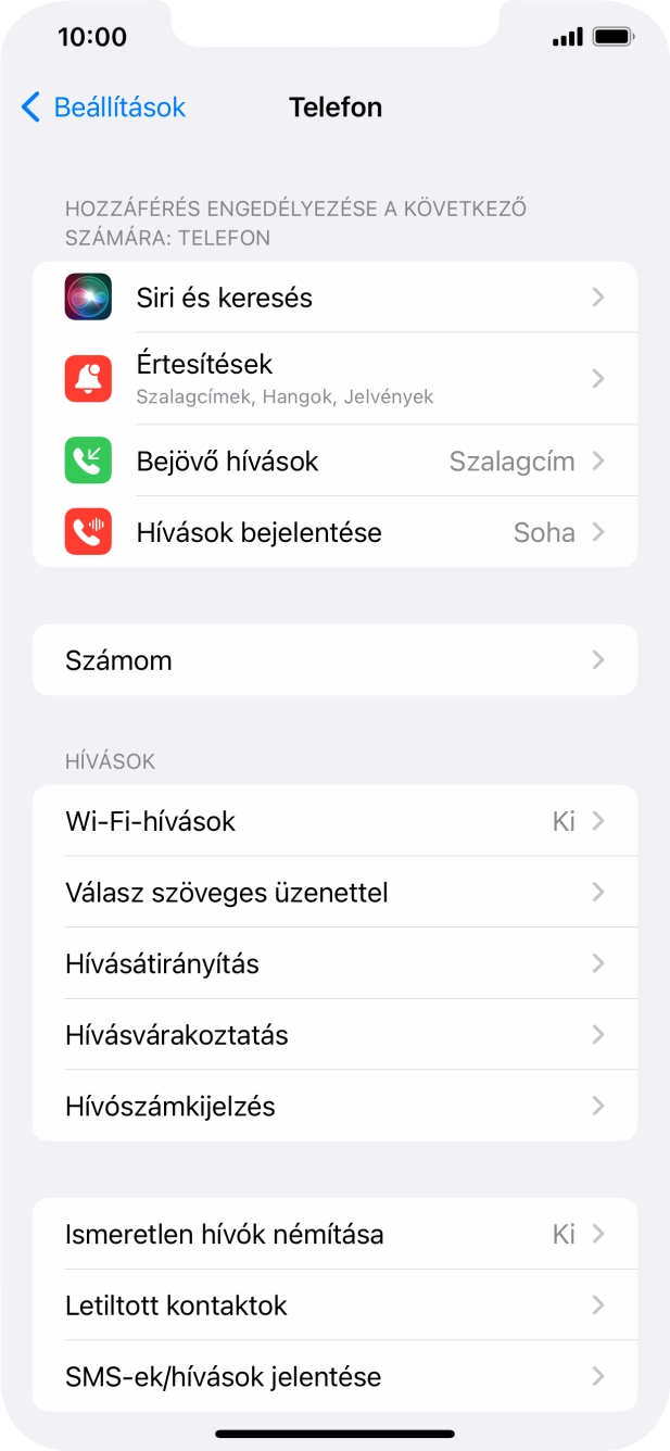 Válaszd a Hívószámkijelzés lehetőséget. Válaszd a Hívószámkijelzés lehetőséget.