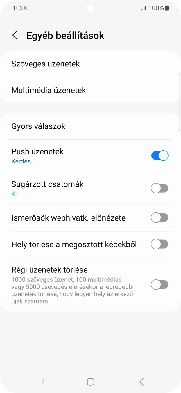 Válaszd a Szöveges üzenetek lehetőséget. Válaszd a Szöveges üzenetek lehetőséget.