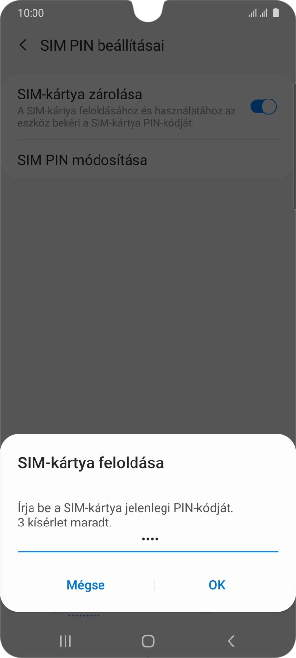 Írd be a PIN-kódot, és válaszd az OK lehetőséget.