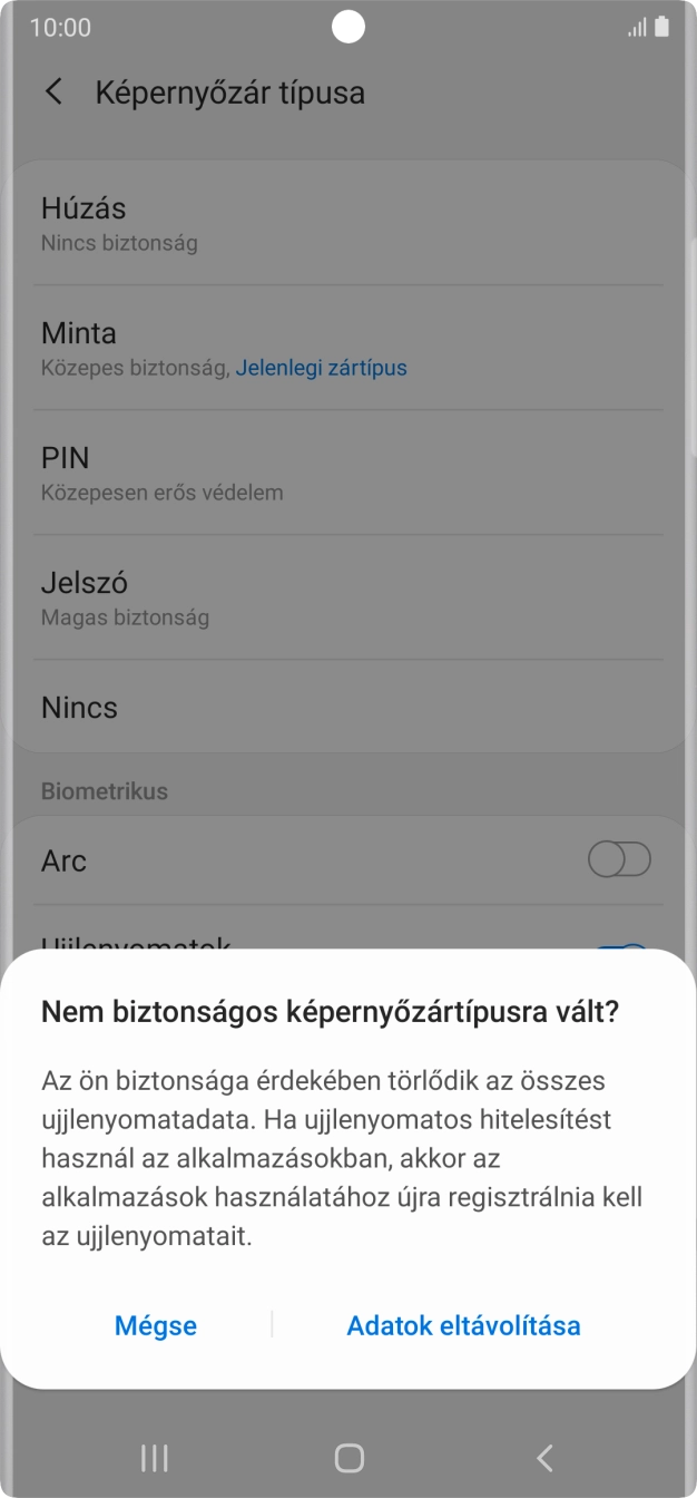 Válaszd az Adatok eltávolítása lehetőséget.