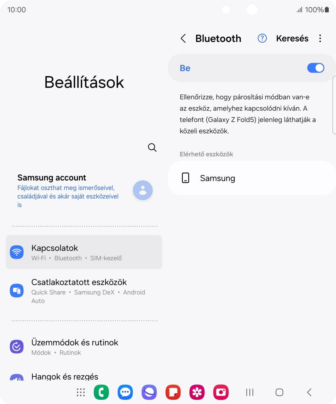 Válaszd ki a kívánt Bluetooth-eszközt, és kövesd a kijelzőn megjelenő utasításokat annak telefonodhoz történő csatlakoztatásához. Válaszd ki a kívánt Bluetooth-eszközt, és kövesd a kijelzőn megjelenő utasításokat annak telefonodhoz történő csatlakoztatásához.