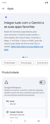 Prima o indicador junto à extensão pretendida para ativar a função.