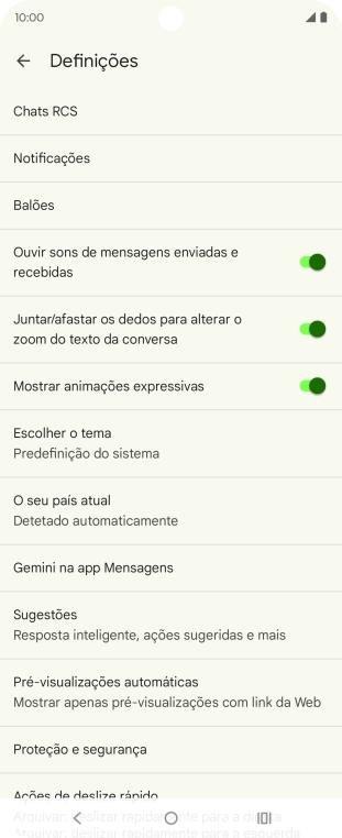 Prima Gemini na app Mensagens.