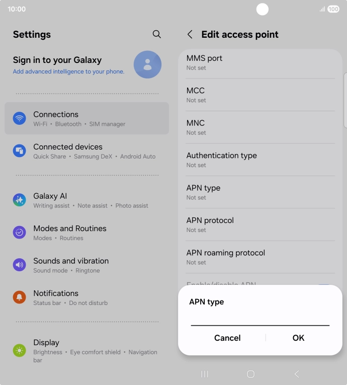 Key in default and press OK.