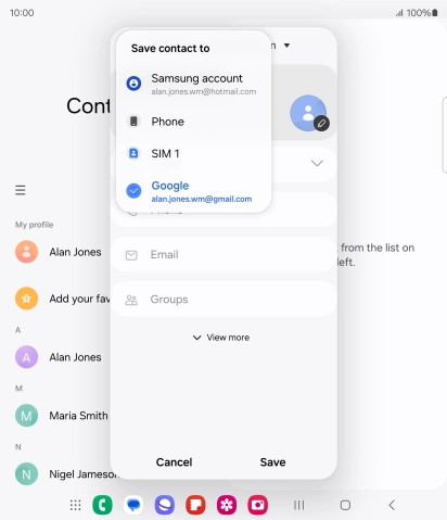 Press the required Google account. Press the required Google account.