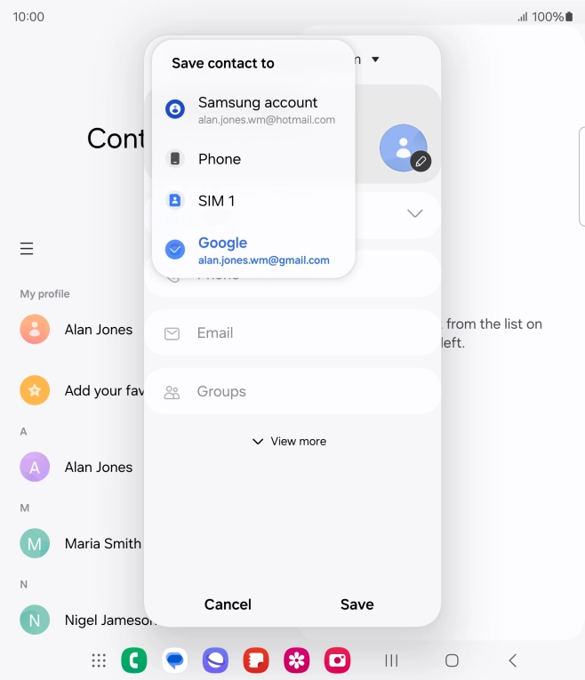 Press the required Google account. Press the required Google account.