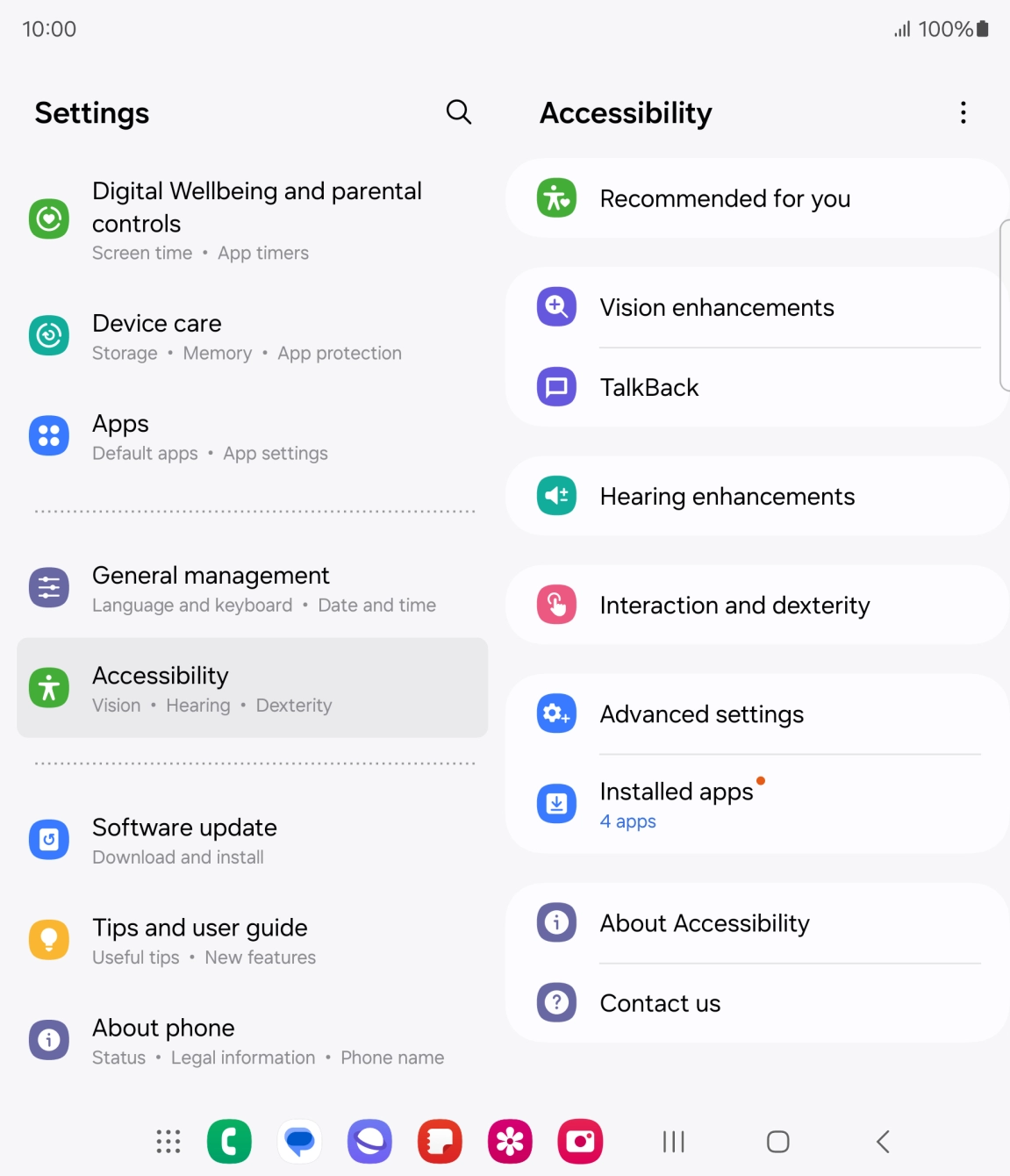 Press Vision enhancements and follow the instructions on the screen to select the required settings.