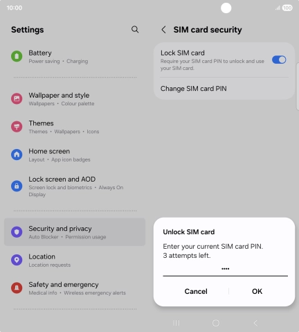Key in your SIM PIN and press OK. The default SIM PIN is 0000.