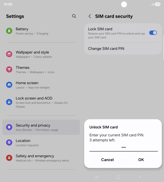 Key in your SIM PIN and press OK. The default SIM PIN is 0000.