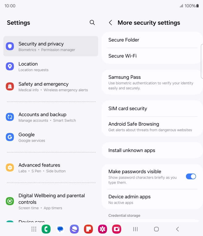 Press SIM card security. Press SIM card security.