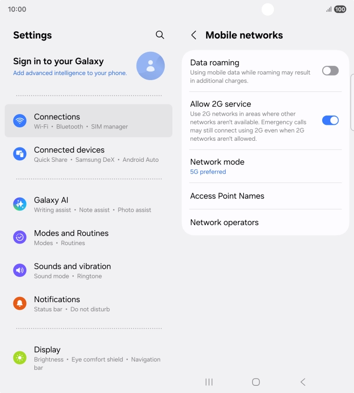 Press Network mode.