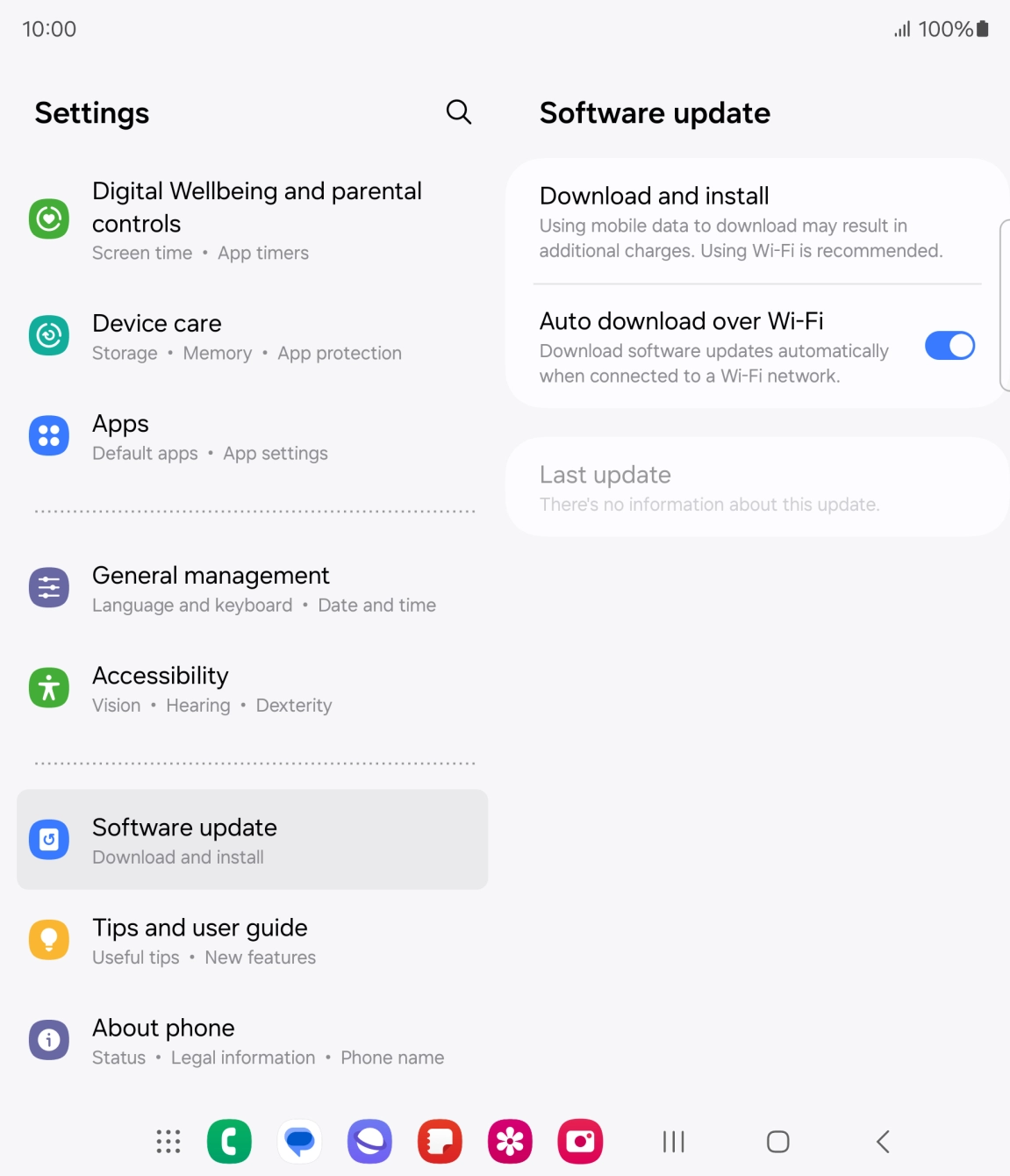 Press Download and install. If a new software version is available, it's displayed. Follow the instructions on the screen to update the phone software.