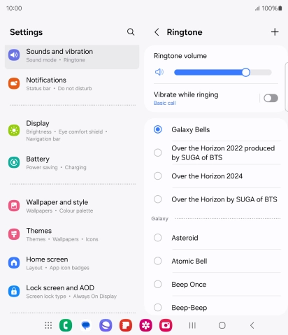 Press the different ring tones to hear them.