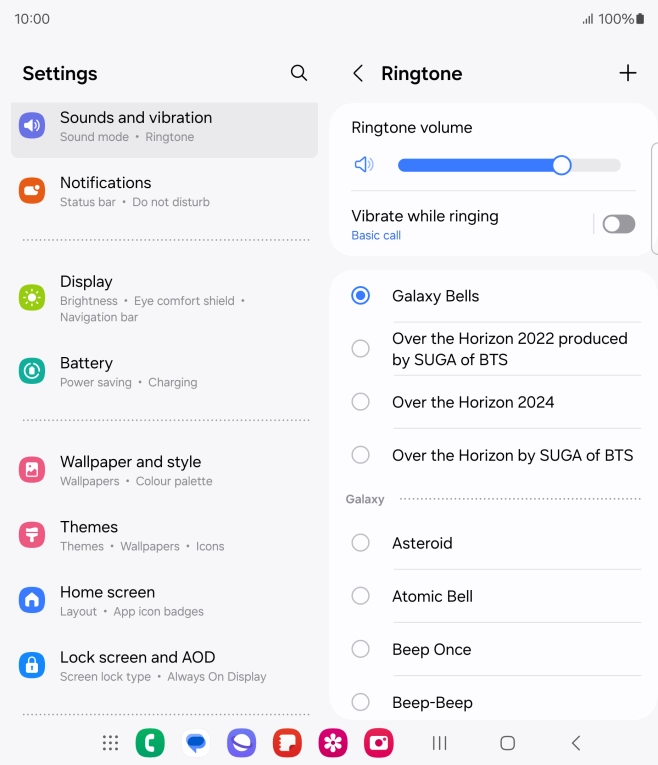 Press the different ring tones to hear them.