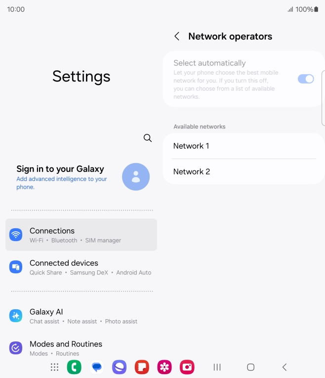Press the required network. Press the required network.