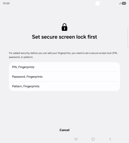 Press the required lock code and follow the instructions on the screen to create an additional lock code.