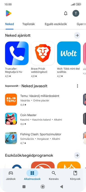 Válaszd a Keresés lehetőséget.