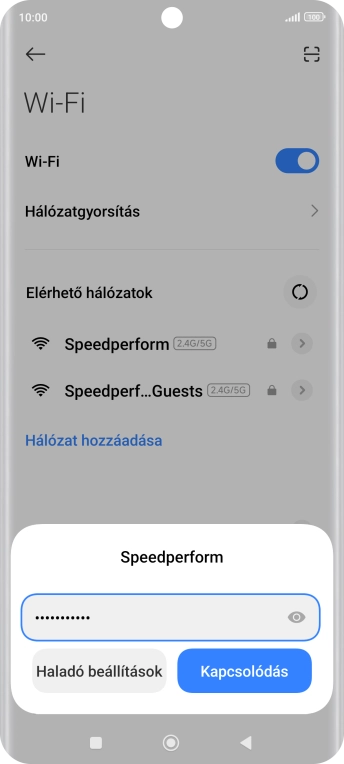Írd be a Wi-Fi hálózatodhoz tartózó jelszót, és válaszd a Kapcsolódás lehetőséget.