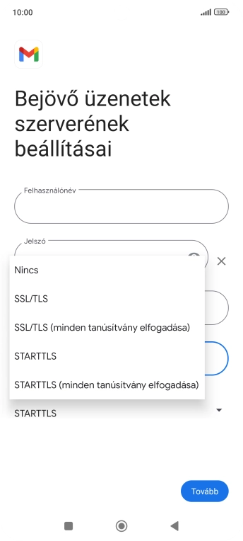 Válaszd az SSL/TLS lehetőséget.