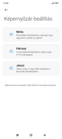 Kattints a kívánt képernyőzár-típusra.
