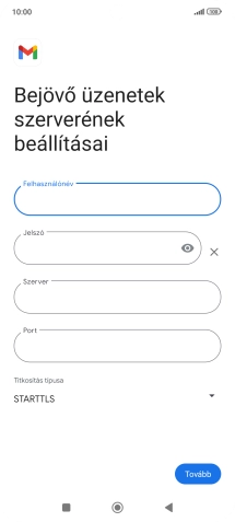 Kattints a „Szerver” alatti mezőre, és írd be az e-mail szolgáltatód bejövő szerverének a nevét.