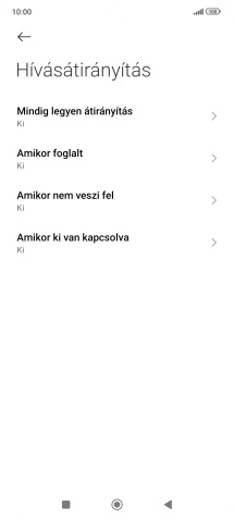 Kattints a kívánt hívásátirányítás-típusra.