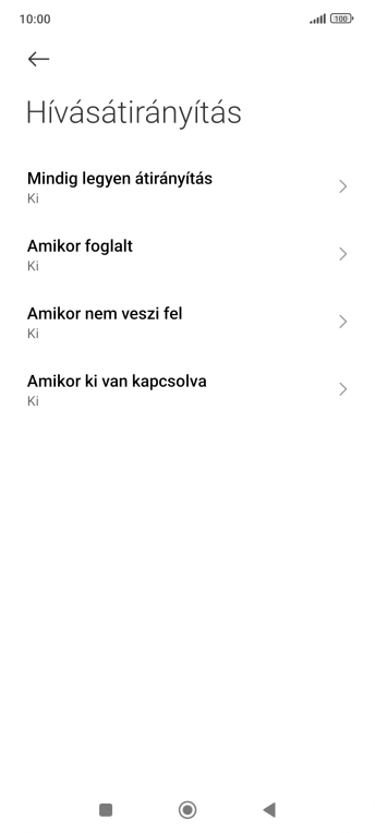 Kattints a kívánt hívásátirányítás-típusra.