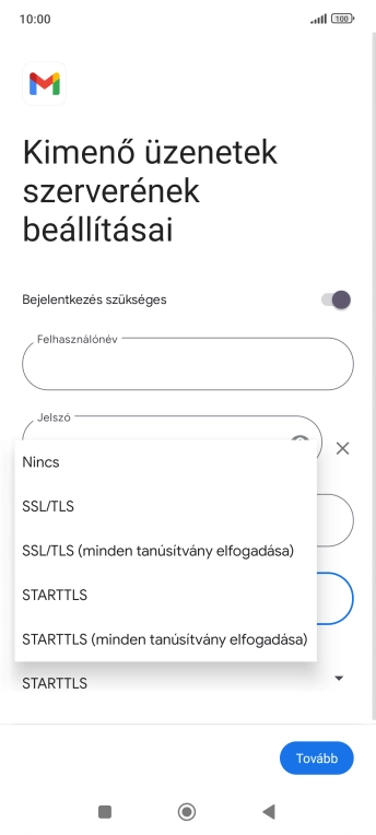 Válaszd az SSL/TLS lehetőséget.