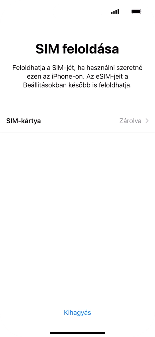Válaszd a SIM-kártya lehetőséget. Válaszd a SIM-kártya lehetőséget.