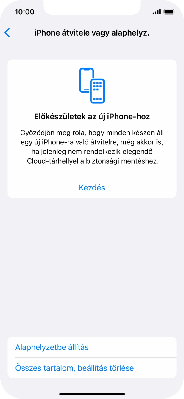 Válaszd az Alaphelyzetbe állítás lehetőséget.