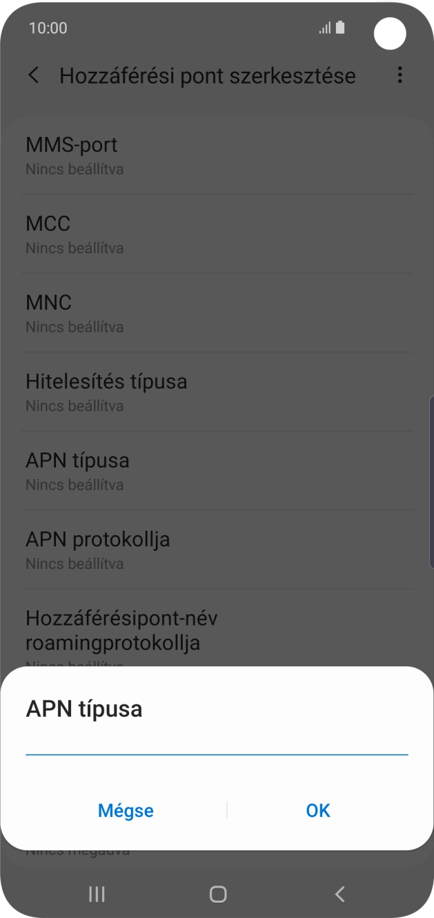 Írd be azt, hogy mms, és válaszd az OK lehetőséget.