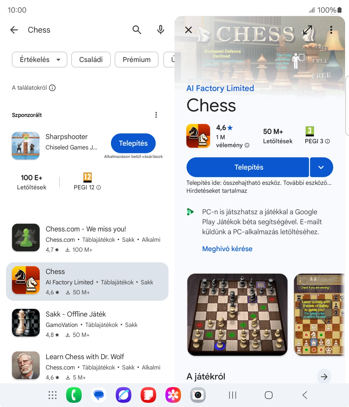 Válaszd a Telepítés lehetőséget, és kövesd a képernyőn megjelenő utasításokat az alkalmazás telepítéséhez.