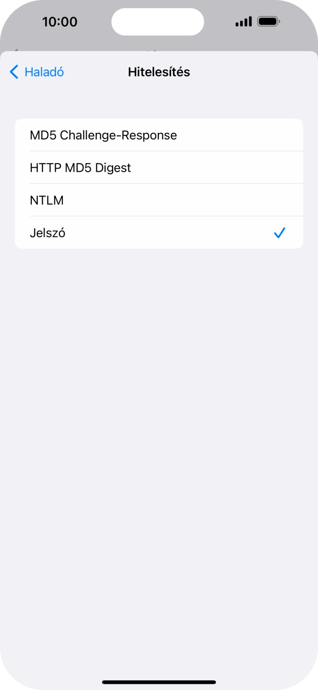 Válaszd a Jelszó lehetőséget.