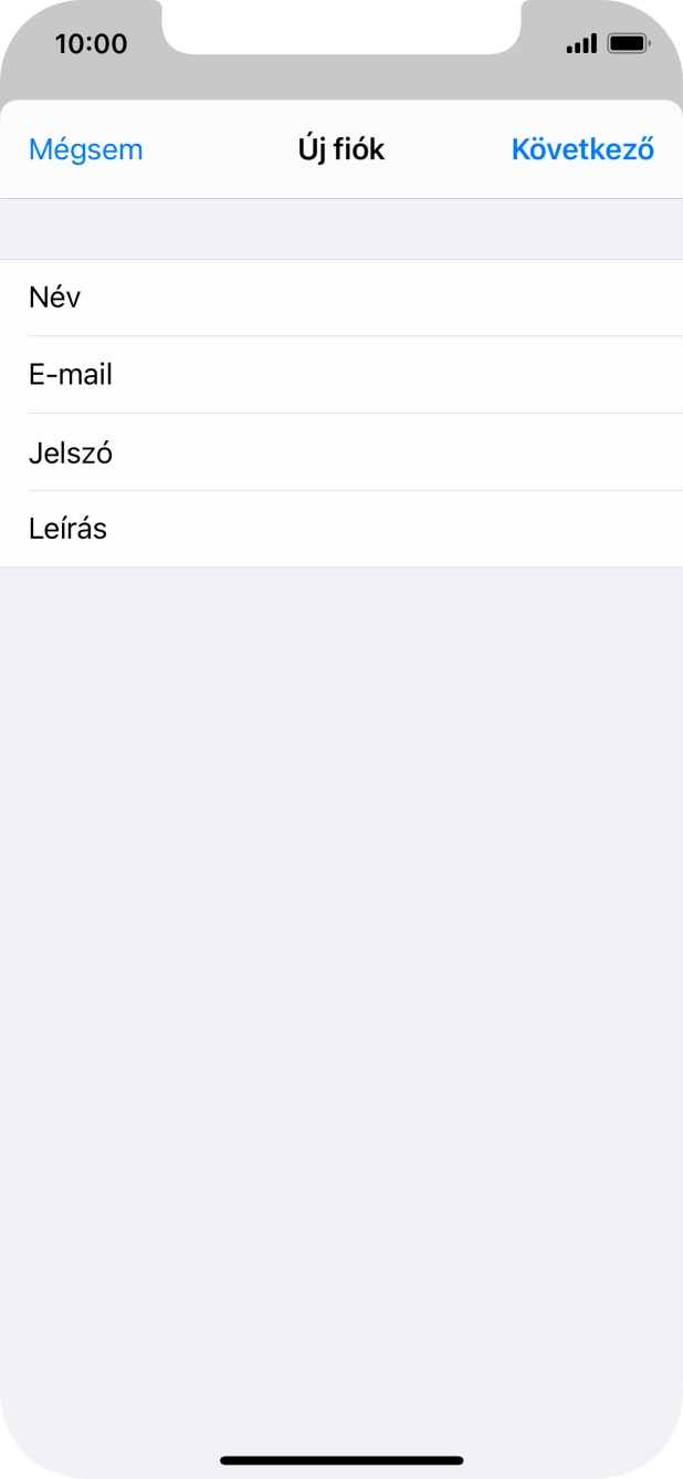 Kattints a Leírás mezőre, és írd be az e-mail-fiók kívánt nevét.