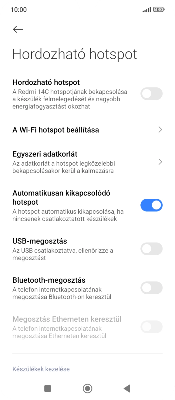 Válaszd a A Wi-Fi hotspot beállítása lehetőséget.