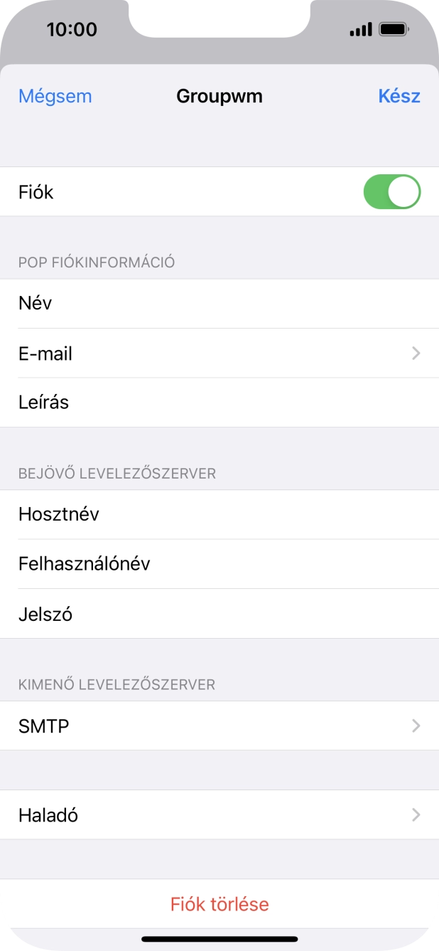 Válaszd az SMTP lehetőséget.