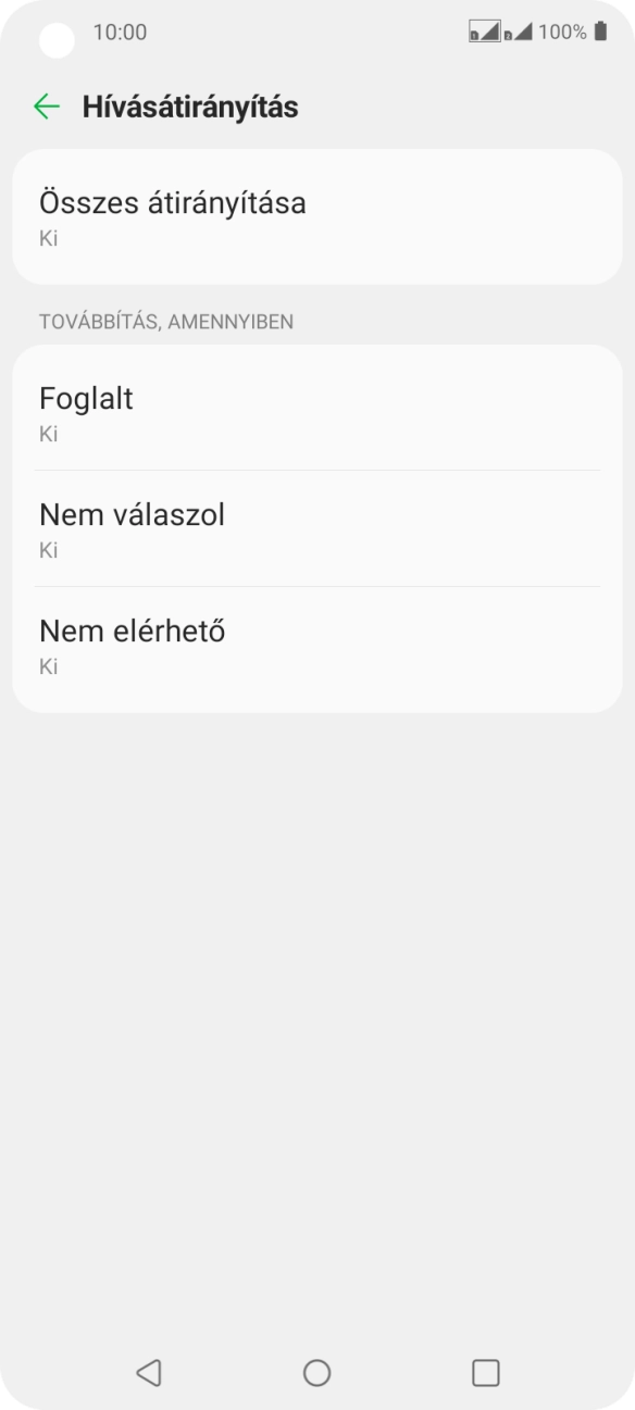 Kattints a kívánt hívásátirányítás-típusra.